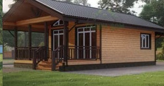 Проект одноэтажного дома из бруса с террасой - Строительство в соколе от Строй-Скл от 136955 руб.